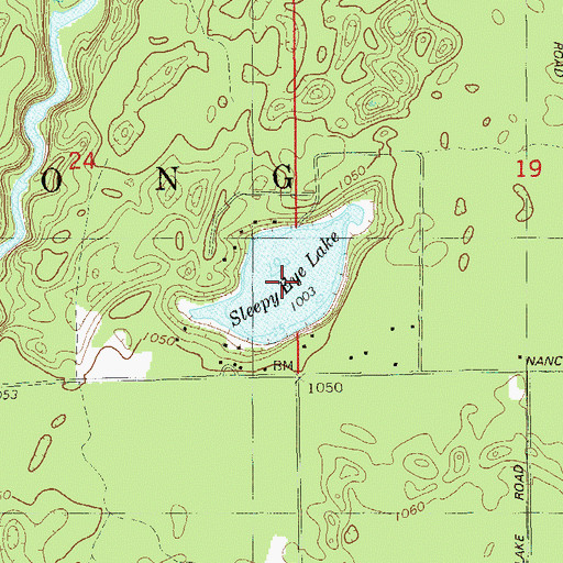 Topographic Map of Sleepy Eye Lake, WI