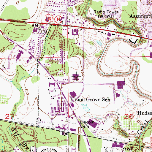 Topographic Map of Warren Manor Nursing Home, AL