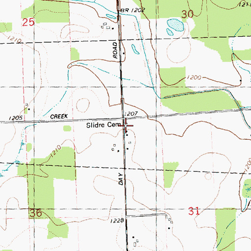 Topographic Map of Slidre Cemetery, WI