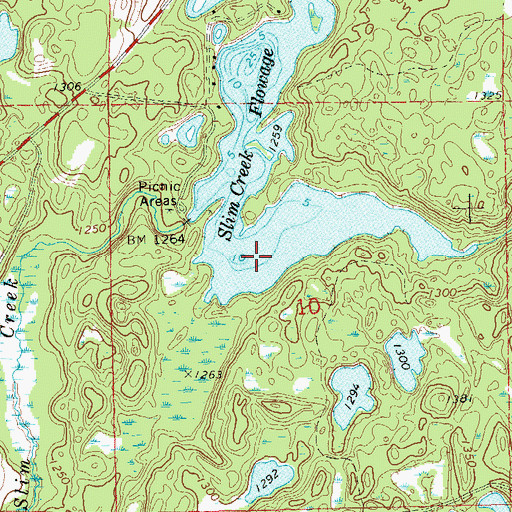 Topographic Map of Slim Creek Flowage, WI