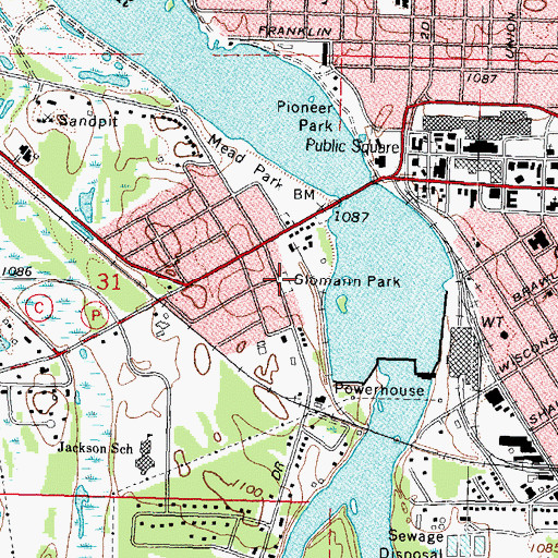 Topographic Map of Slomann Park, WI