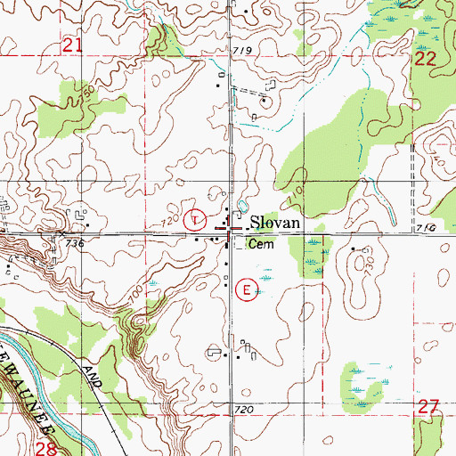 Topographic Map of Slovan, WI