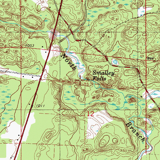 Topographic Map of Smalley Falls, WI