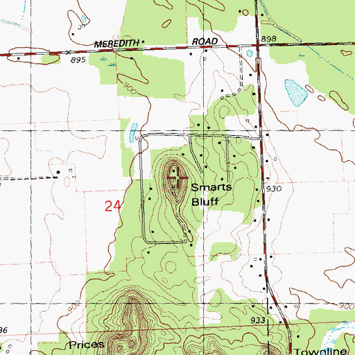 Topographic Map of Smarts Bluff, WI