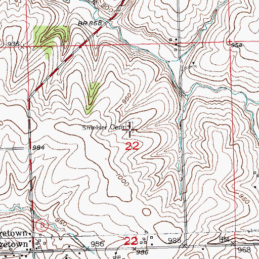 Topographic Map of Smelser Cemetery, WI