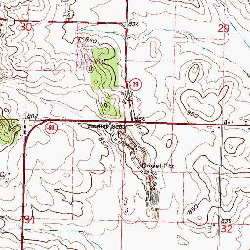 Topographic Map of Smiley School, WI