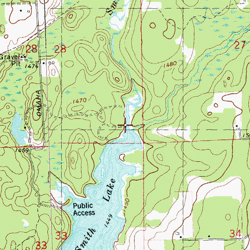 Topographic Map of Smith Creek, WI