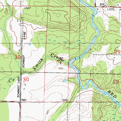 Topographic Map of Smith Creek, WI