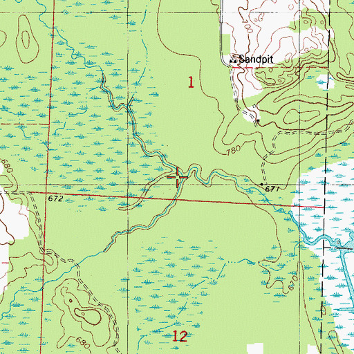 Topographic Map of Smith Creek, WI