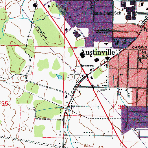 Topographic Map of Beltline Mall Shopping Center, AL