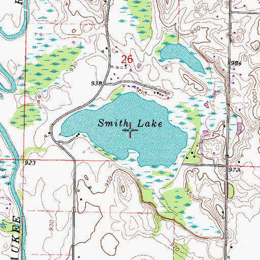 Topographic Map of Smith Lake, WI