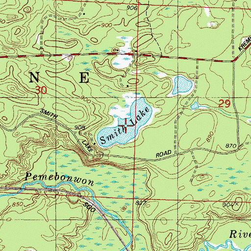 Topographic Map of Smith Lake, WI