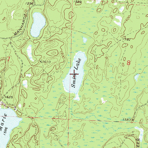Topographic Map of Smith Lake, WI