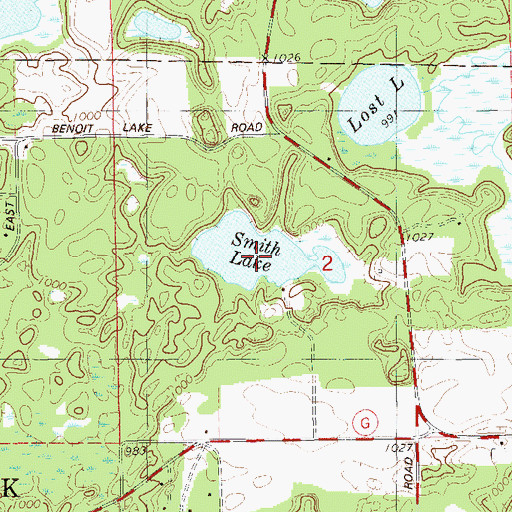 Topographic Map of Smith Lake, WI
