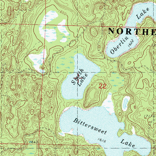 Topographic Map of Smith Lake, WI