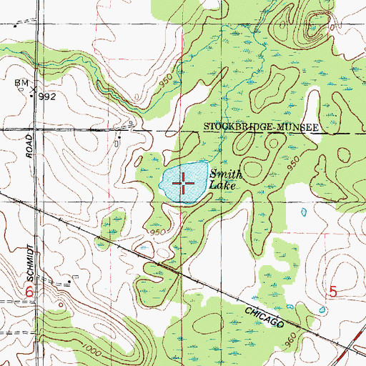 Topographic Map of Smith Lake, WI