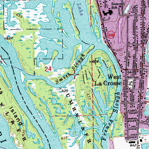 Topographic Map of Smith Slough, WI