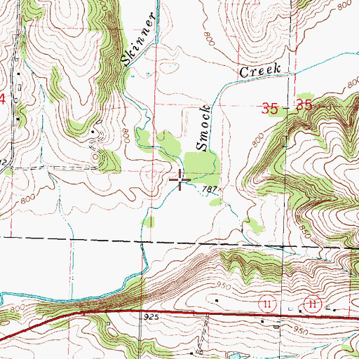 Topographic Map of Smock Creek, WI
