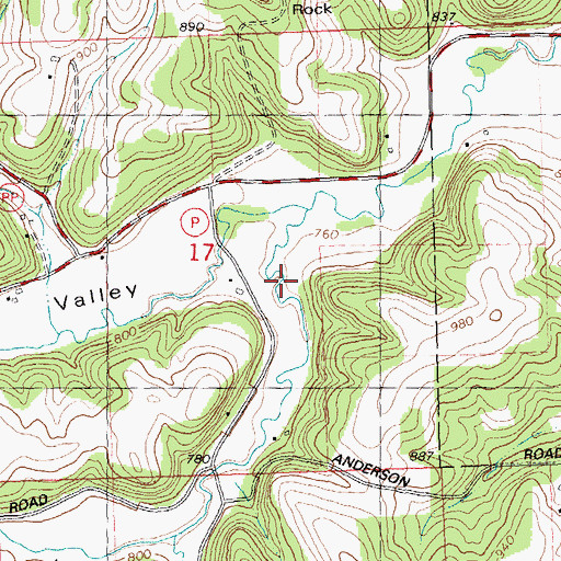 Topographic Map of Smoky Hollow, WI