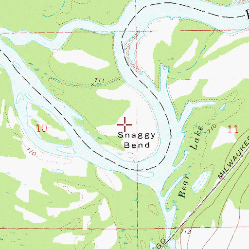 Topographic Map of Snaggy Bend, WI