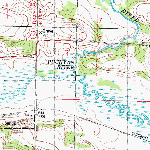 Topographic Map of Snake Creek, WI