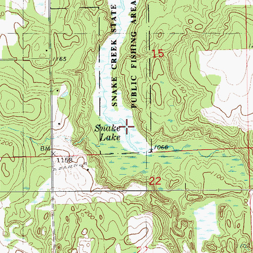 Topographic Map of Snake Lake, WI