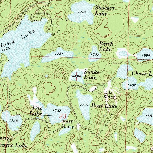 Topographic Map of Snake Lake, WI