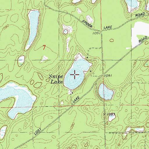 Topographic Map of Snipe Lake, WI