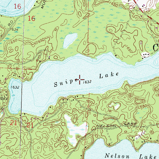 Topographic Map of Snipe Lake, WI