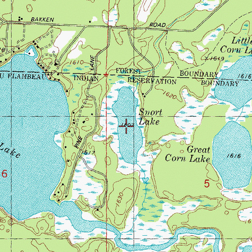 Topographic Map of Snort Lake, WI