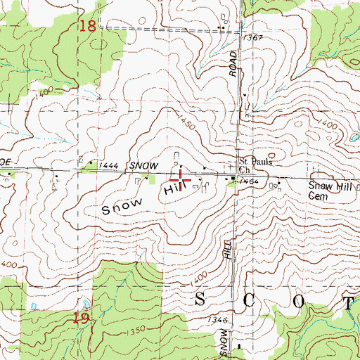 Topographic Map of Snow Hill, WI