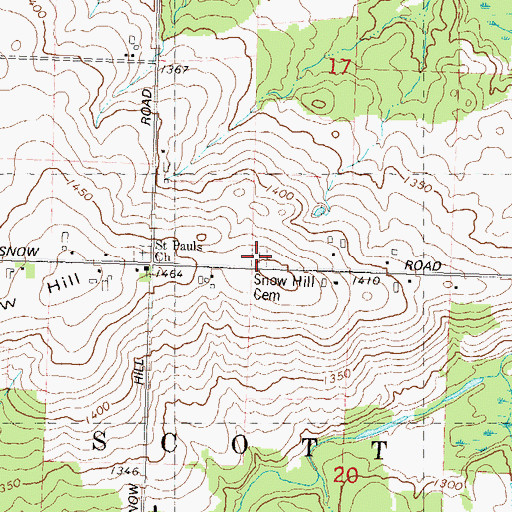 Topographic Map of Snow Hill Cemetery, WI