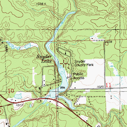 Topographic Map of Snyder County Park, WI