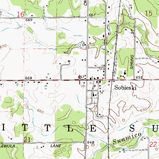 Topographic Map of Sobieski, WI