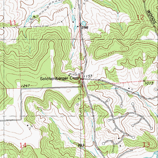 Topographic Map of Solchenberger Cemetery, WI