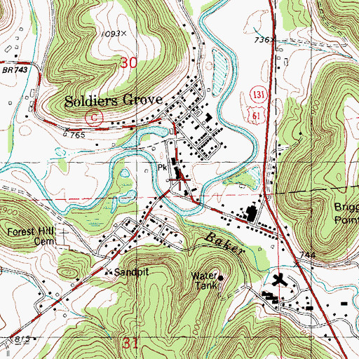 Topographic Map of Soldiers Grove, WI