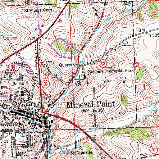 Topographic Map of Soldiers Memorial Park, WI