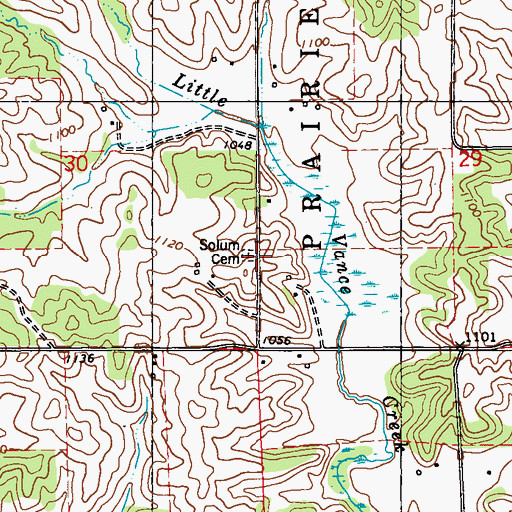 Topographic Map of Solum Cemetery, WI