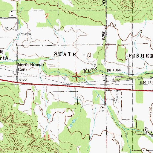 Topographic Map of Solum Creek, WI