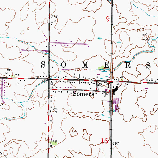 Topographic Map of Somers, WI