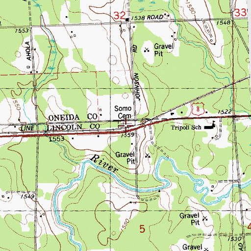 Topographic Map of Somo Cemetery, WI