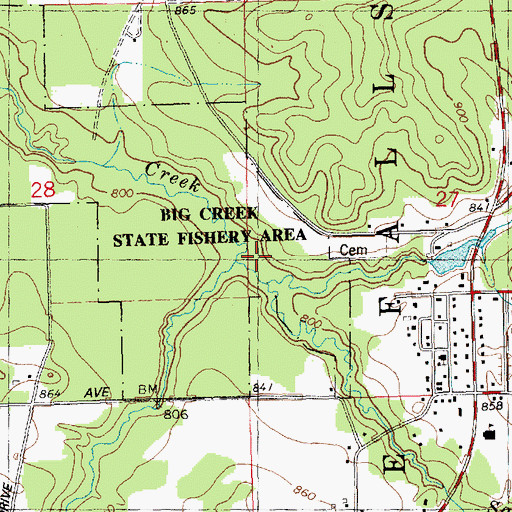 Topographic Map of Soper Creek, WI