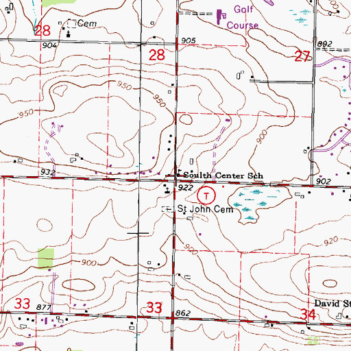 Topographic Map of Soulth Center School, WI