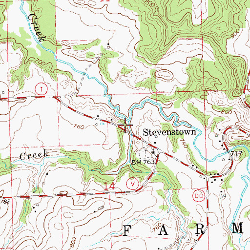 Topographic Map of Sour Creek, WI