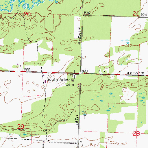 Topographic Map of South Arkdale Cemetery, WI