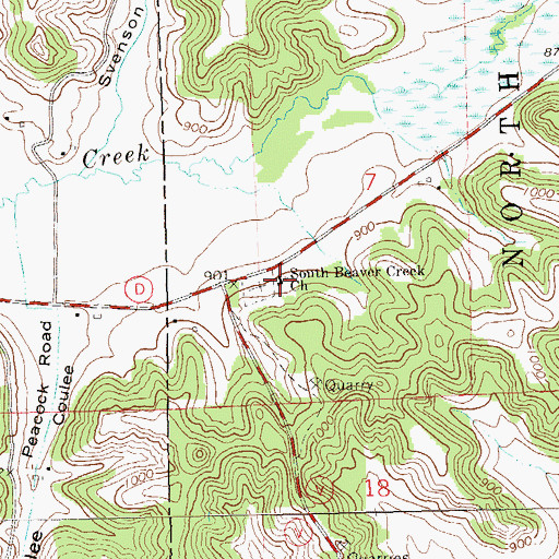 Topographic Map of South Beaver Creek Church, WI