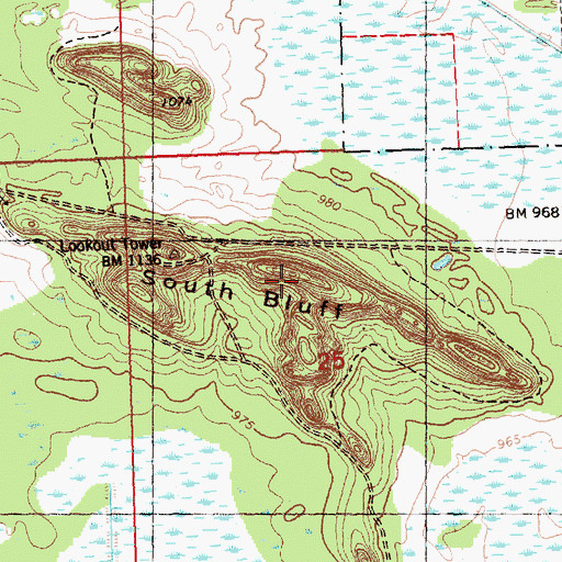 Topographic Map of South Bluff, WI