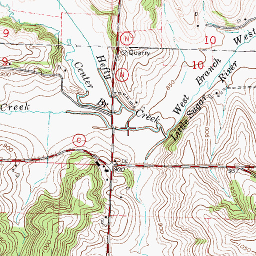 Topographic Map of South Branch Hefty Creek, WI