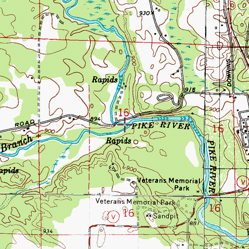 Topographic Map of South Branch Pike River, WI