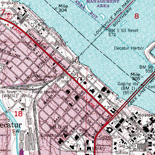 Topographic Map of Rhodes Ferry Park, AL